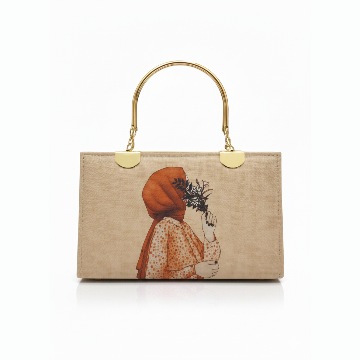 Hijabi Girl Beige Handbag