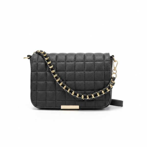 Black Quilted Chain Crossbody Bag