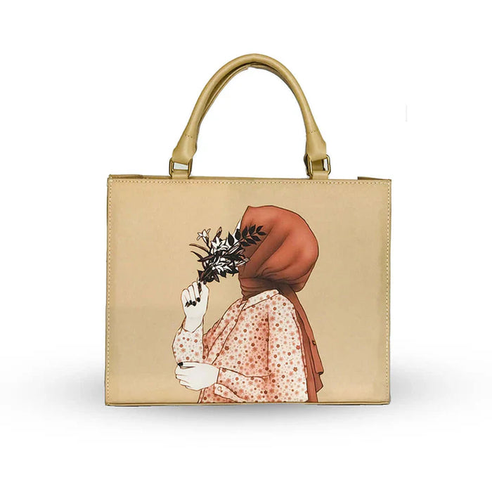 Hijabi Girl Beige Canvas Tote Bag