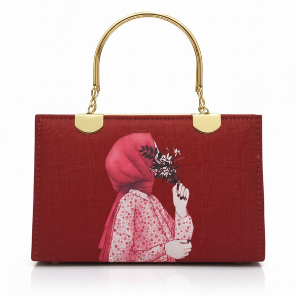 Hijabi Girl Red Handbag