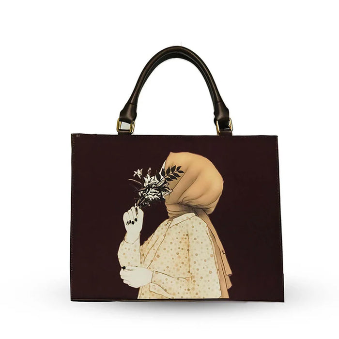 Hijabi Girl Brown Canvas Tote Bag