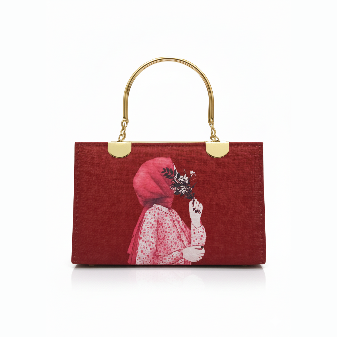 Hijabi Girl Red Handbag