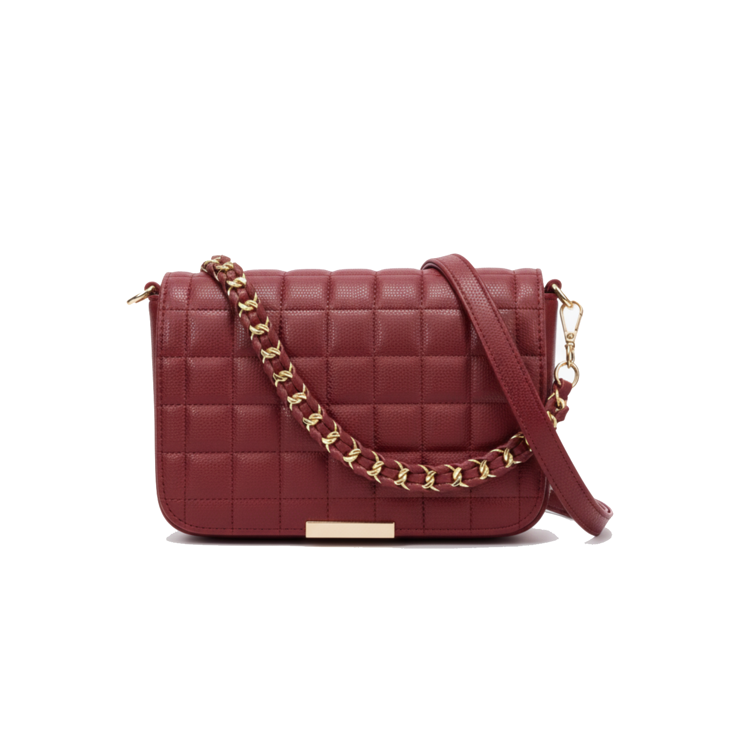 Red Quilted Chain Crossbody Bag