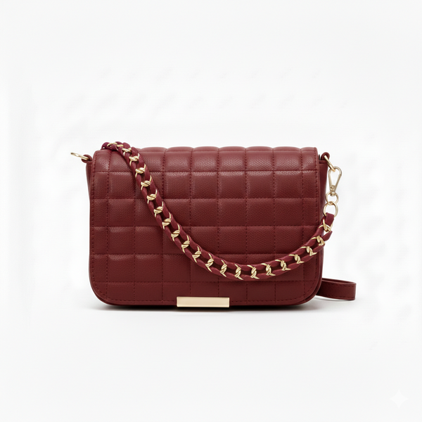 Red Quilted Chain Crossbody Bag