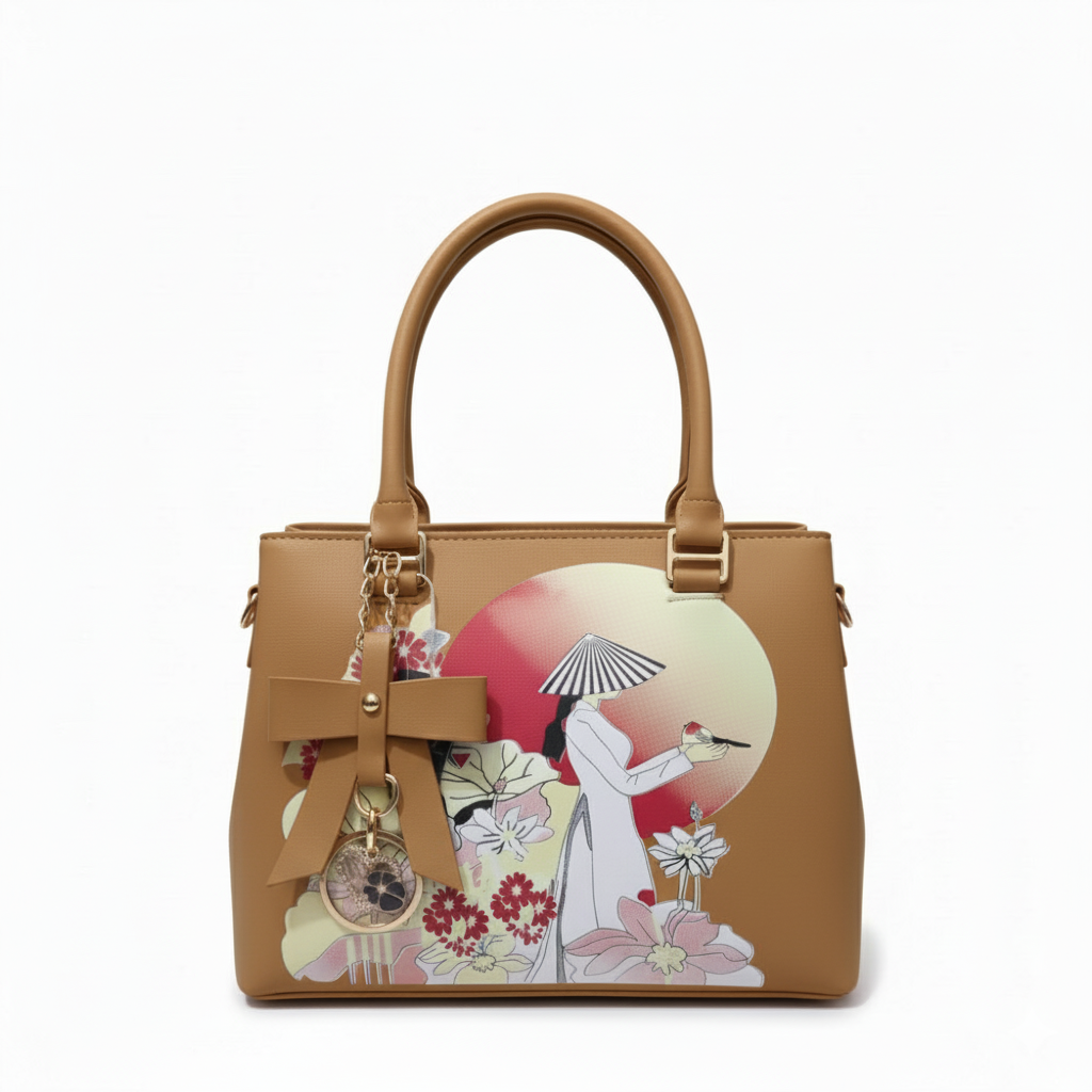 Lady Garden Tan Canvas Handbag